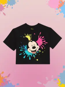 YK Disney Girls Mickey Mouse Printed Pure Cotton T-shirt