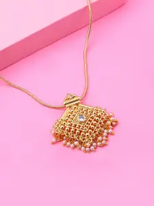 Estele Gold-Plated Cubic Zirconia Studded Necklace