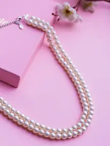 Estele Rhodium-Plated Beaded Layered Necklace