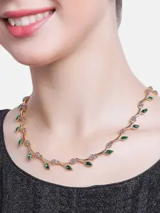 Estele Gold-Toned & Green Gold-Plated Necklace