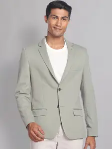 AD By Arvind Textured Slim-Fit Single-Breasted Formal Blazer