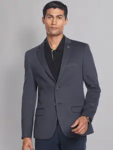 AD By Arvind Textured Single-Breasted Slim-Fit Formal Blazer