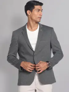 AD By Arvind Textured Single-Breasted Slim-Fit Formal Blazer