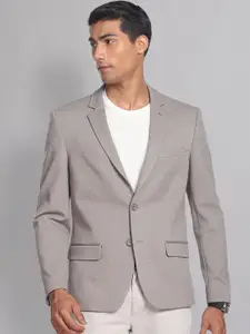 AD By Arvind Textured Knit Slim-Fit Single-Breasted Blazer