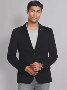 AD By Arvind Men Textured Slim Fit  Cotton Single-Breasted Blazer