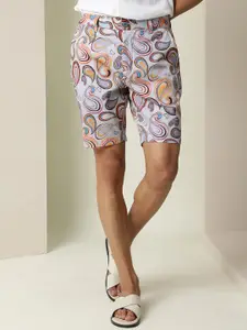 RARE RABBIT Men Floral Printed Cotton Slim Fit Shorts