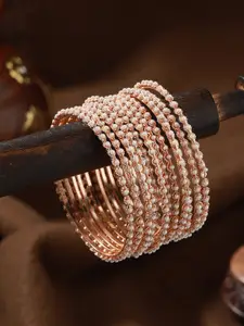 Jazz and Sizzle Set of 12 Rose Gold-Plated Beaded Bangles