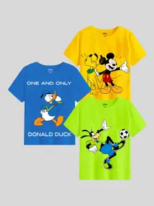 KUCHIPOO Boys Yellow 3 Printed Extended Sleeves T-shirt