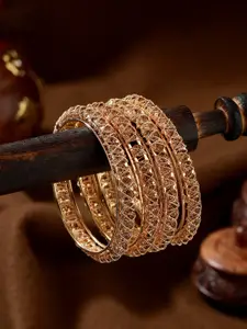 Jazz and Sizzle Set Of 4 Gold-Plated Crystal Studded Bangles
