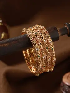 Jazz and Sizzle Set Of 4 24CT Gold-Plated Stone-Studded Bangles