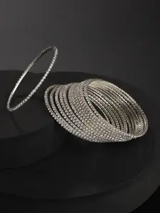 Jazz and Sizzle Set Of 12 Silver-Plated CZ-Studded Bangles