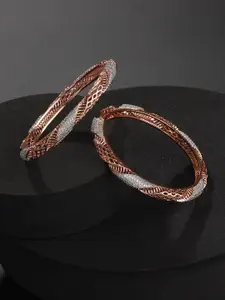 Jazz and Sizzle Set Of 2 Rose Gold-Plated AD Studded Bangles