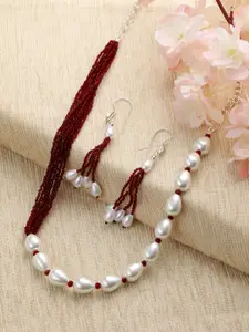 Jazz and Sizzle Silver-Plated Beaded Necklace and Earrings