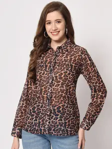 CHARMGAL Classic Slim Fit Animal Printed Casual Shirt