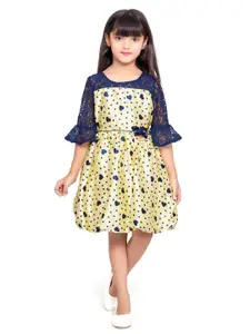 Doodle Round Neck Conversational Printed A-Line Printed Fit & Flare Dress