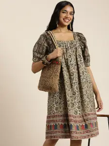 Taavi Kalamkari Ethnic Motifs Printed A-Line Ethnic Dress