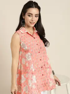 Taavi Sanganeri Floral Printed Shirt Style Top