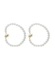 I Jewels Set Of 2 Gold-Plated Beaded Anklets