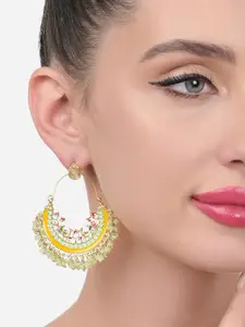 Zaveri Pearls Gold-Plated Kundan-Studded & Beaded Contemporary Chandbalis Earrings