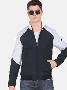 Arrow Sport Men Blue Colourblocked Bomber Jacket