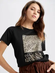 DeFacto Abstract Printed Cotton T-shirt