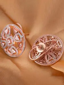 Saraf RS Jewellery Rose Gold Plated Floral Studs Earrings