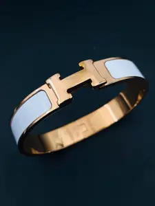 ZIVOM Women Enamelled Rose Gold-Plated Stainless Steel Openable Kada