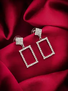 aadita Silver-Plated Geometric Drop Earrings