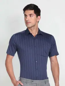 Arrow Short Sleeve Vertical Striped Twill Formal Shirt