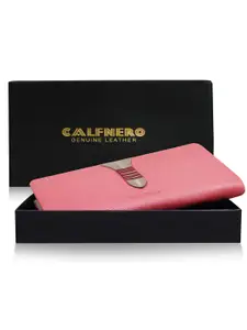 CALFNERO Women Leather Zip Around Wallet