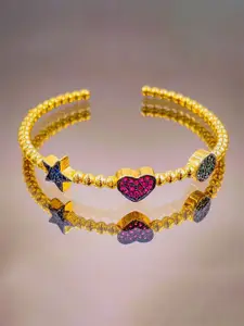 ZIVOM Women Brass Cubic Zirconia Gold-Plated Kada Bracelet