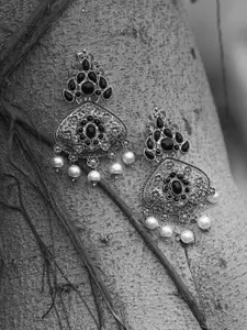 Adwitiya Collection Silver Plated Floral Drop Earrings