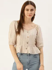 Madame Striped Sweetheart Neck Top