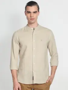 U.S. Polo Assn. Denim Co. Band Collar Cotton Linen Casual Shirt