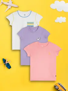 XY Life Girls Pack Of 3 Pure Cotton T-shirts