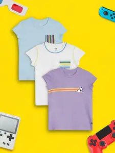 XY Life Girls Pack of 3 Odour Free Super Comfy Playmate Super Combed Cotton T-shirts