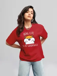 Bewakoof Being Cute Is My Superpower Graphic Printed Oversized T-shirt