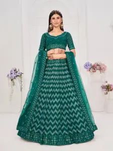 SHOPGARB Embellished Sequinned Semi-Stitched Lehenga & Unstitched Blouse With Dupatta