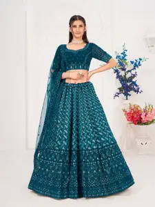 SHOPGARB Embellished Sequinned Semi-Stitched Lehenga & Unstitched Blouse With Dupatta