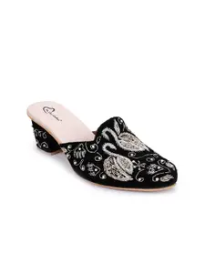The Desi Dulhan The Desi Dulhan Embellished Block Heel Mules