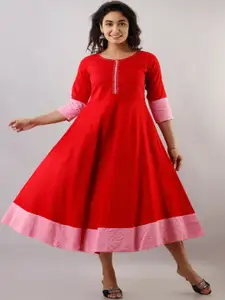 KALINI A-line Cotton Ethnic Dress