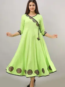 KALINI Ethnic Motifs Embellished Cotton Wrap Ethnic Dress