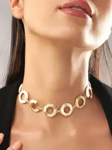 Rubans Voguish 18k Gold-Plated Geometric Pattern Choker Necklace