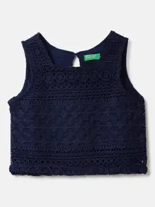United Colors of Benetton Infant Girls Lace Inserts Sleeveless Cotton Top