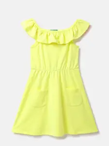 United Colors of Benetton Pocket Detailing Ruffled A-Line Dress