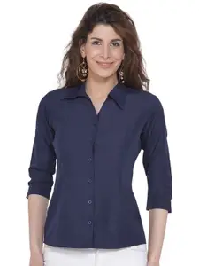 KALINI Spread Collar Slim Fit Crepe Casual Shirt