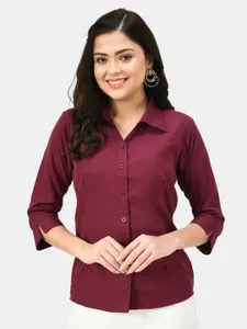 KALINI Spread Collar Slim Fit Crepe Casual Shirt