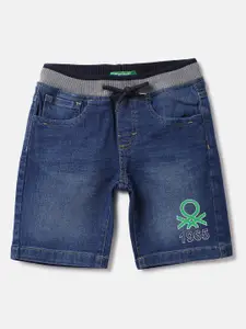 United Colors of Benetton Boys Washed Mid-Rise Denim Cotton Shorts
