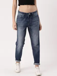 DressBerry Women Blue Boyfriend Fit Mid-Rise Clean Look Jeans