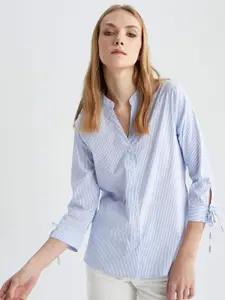 DeFacto Striped Mandarin Collar Casual Shirt